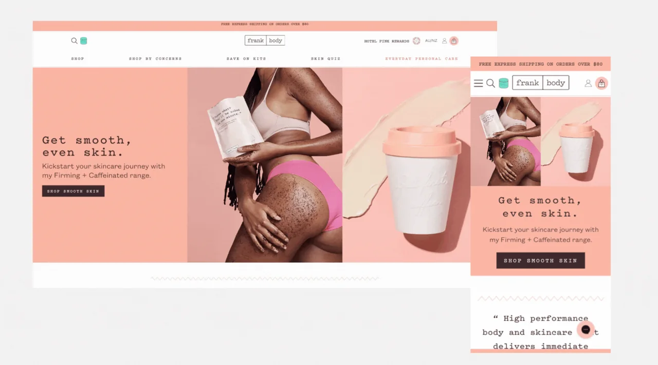 Screenshot of Frank Body Australian Shopify store
