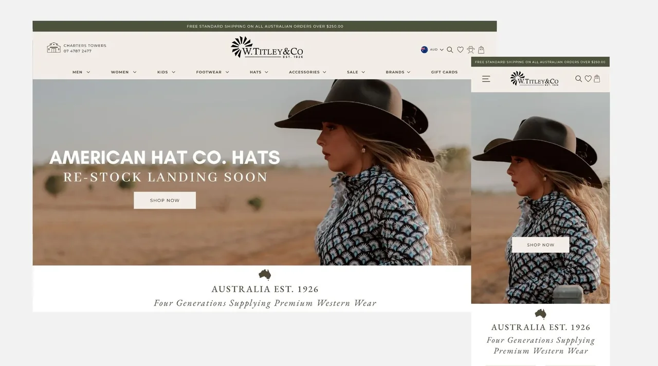 Screenshot of W. Titley &amp; Co Australian Shopify store