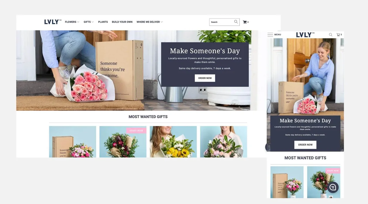 Screenshot of LVLY Australian Shopify store