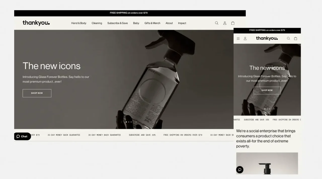 Screenshot of Thankyou Australian Shopify store